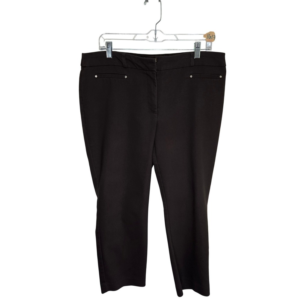 JM Collection Petite Women 16PS Brown Straight Leg Dress Pants Career Trousers